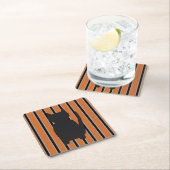 おもしろいとファンシーハロウィンブラックシルエット猫 スクエアペーパーコースター (インサイチュ)