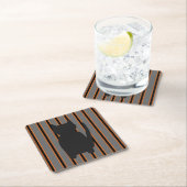 おもしろいとファンシーハロウィンブラックシルエット猫 スクエアペーパーコースター (インサイチュ)