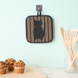 おもしろいとファンシーハロウィンブラックシルエット猫 鍋敷き