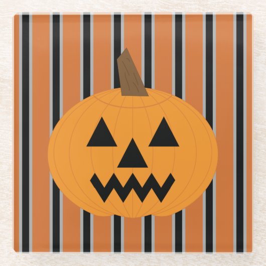 おもしろいとファンシーハロウィーンカボチャ ガラスコースター (正面)