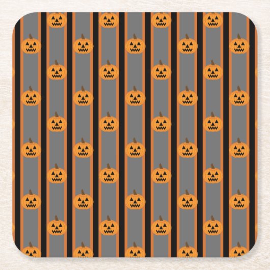 おもしろいとファンシーハロウィーンカボチャ スクエアペーパーコースター (正面)