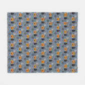 おもしろいとファンシーハロウィーンキャット幽霊パンプキンくもの巣 フリースブランケット (正面(横))