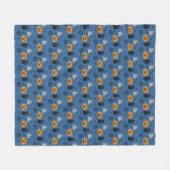 おもしろいとファンシーハロウィーンキャット幽霊パンプキンくもの巣 フリースブランケット (正面(横))