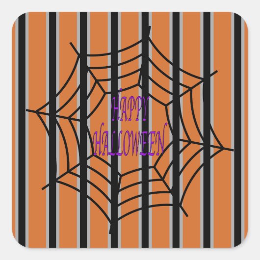 おもしろいとファンシーハロウィーンスパイダーウェブ スクエアシール (正面)