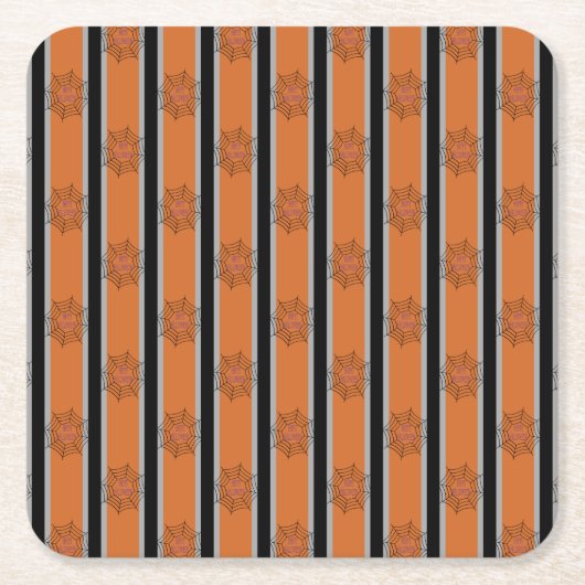 おもしろいとファンシーハロウィーンスパイダーウェブ スクエアペーパーコースター (正面)