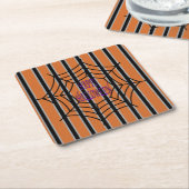 おもしろいとファンシーハロウィーンスパイダーウェブ スクエアペーパーコースター (アングル)