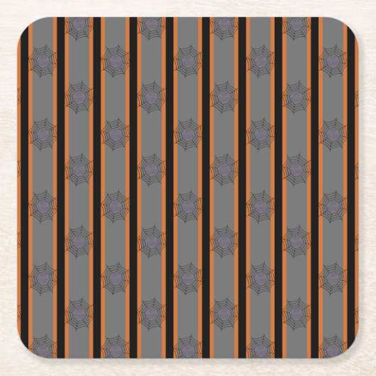 おもしろいとファンシーハロウィーンスパイダーウェブ スクエアペーパーコースター (正面)