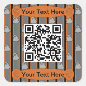 おもしろいとファンシーハロウィーン幽霊QRコード スクエアシール (正面)