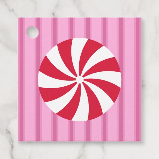 おもしろいとファンシーピンククリスマスペパーミントキャンディ フェイバータグ (正面)