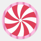 おもしろいとファンシーピンククリスマスペパーミントキャンディ ラウンドシール (正面)