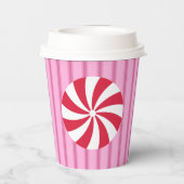 おもしろいとファンシーピンククリスマスペパーミントキャンディ 紙コップ (裏面)