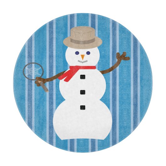 おもしろいとファンシーブルー雪だるま刑事 カッティングボード (正面)