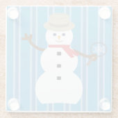 おもしろいとファンシーブルー雪だるま刑事 ガラスコースター (裏面)