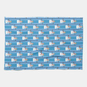 おもしろいとファンシーブルー雪だるま刑事 キッチンタオル (横)