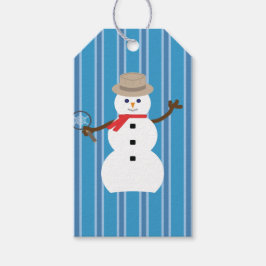 おもしろいとファンシーブルー雪だるま刑事 ギフトタグ