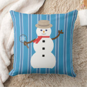 おもしろいとファンシーブルー雪だるま刑事 クッション (ブランケット)
