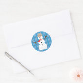 おもしろいとファンシーブルー雪だるま刑事 ラウンドシール (封筒)