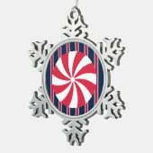 おもしろいとファンシーペパーミントキャンディ スノーフレークピューターオーナメント (右)