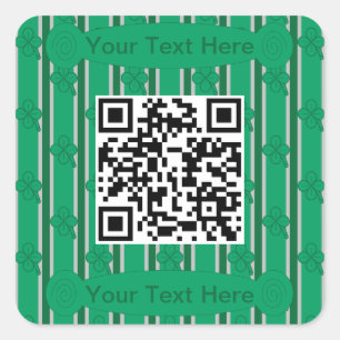 おもしろいとファンシー4リーフクローバーQRコード スクエアシール