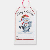 おもしろいとフェスティバルのクリスマスラベルは雪だるまを特徴とする ギフトタグ (正面)