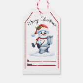 おもしろいとフェスティバルのクリスマスラベルは雪だるまを特徴とする ギフトタグ (裏面)