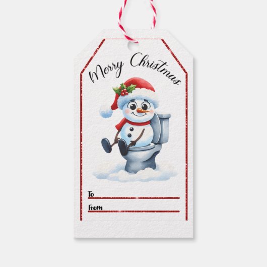 おもしろいとフェスティバルのクリスマスラベルは雪だるまを特徴とする ギフトタグ (裏面)