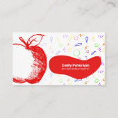 おもしろいとフレンドリー先生レッドアップルスケッチ手描き 名刺 (正面)