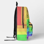 おもしろいとブライトモノグラムのレインボーストライプズ、カスタム プリントバックパック (左)
