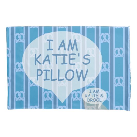 おもしろいとブルーファンシープレッツェル 枕カバー (正面)