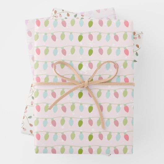 おもしろいとモダンクリスマスライトクリスマス ラッピングペーパーシート (インサイチュ)