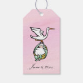 おもしろいとユニークピンクの赤ちゃんシャワーの好意または贈り物 ギフトタグ (正面)