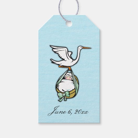 おもしろいとユニーク青の赤ちゃんシャワーの好意または贈り物 ギフトタグ (正面)