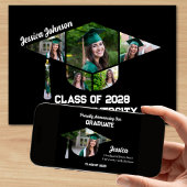 おもしろいとユニーク黒のコラージュ卒業 案内状