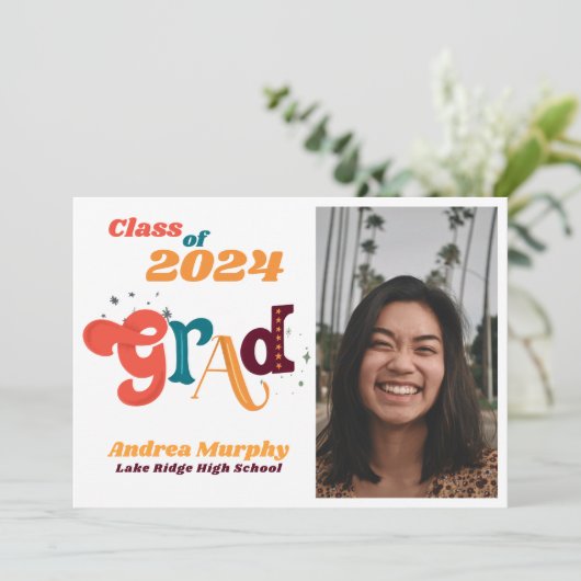 おもしろいとヴィンテージの卒業招待状 招待状 (スタンド正面)