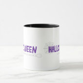 おもしろいと不気味ハロウィンレタリングと箒 マグカップ (中央)