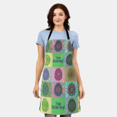 おもしろいと可愛いカラフル抽象芸術イースター卵色 エプロン (着用した状態)