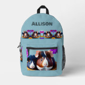 おもしろいと可愛いモルモットカスタム、 プリントバックパック (正面)