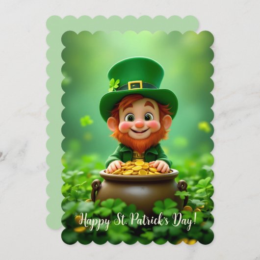 おもしろいと可愛いレプレチョーアン，金ゴールドコイン，シャムロック シーズンカード (正面/裏面)