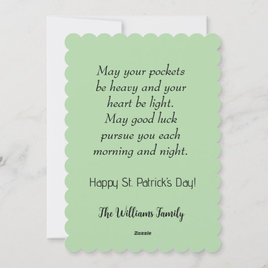 おもしろいと可愛いレプレチョーアン，金ゴールドコイン，シャムロック シーズンカード (裏面)