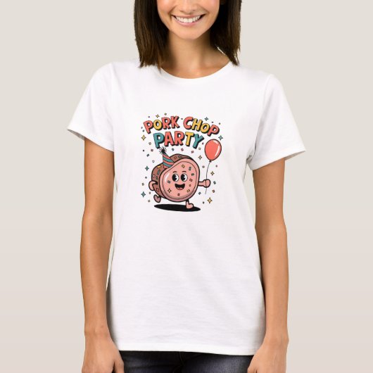 おもしろいと可愛い豚肉デザイン Tシャツ (正面)