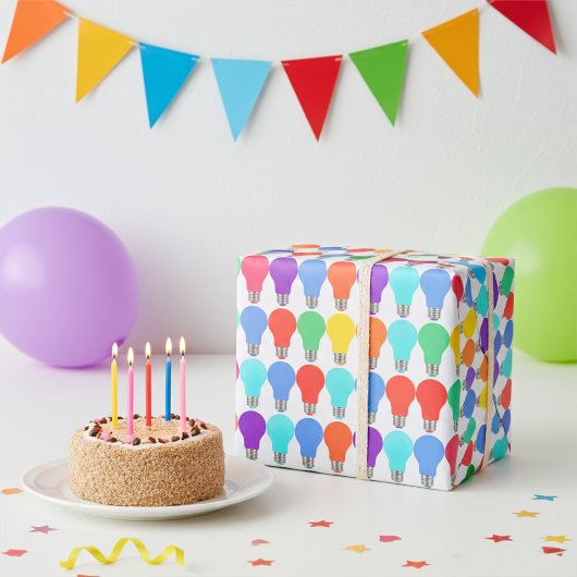 おもしろいと喜びカラフルの電球のラッピング紙 ラッピングペーパー