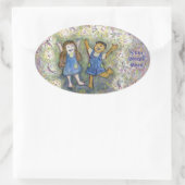 おもしろいと妖精アートカスタムオーバルステッカー 楕円形シール (バッグ)