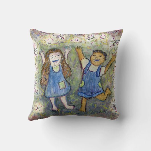 おもしろいと妖精チャイルドアートカスタム装飾用クッション クッション (裏面)