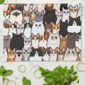 おもしろいと子猫のコラージュ キッチンタオル (折り畳み)