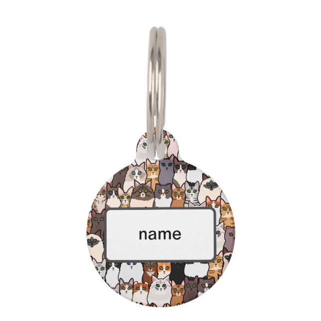 おもしろいと子猫のコラージュ ペット　ネームタグ (正面)