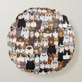 おもしろいと子猫のコラージュ ラウンドクッション