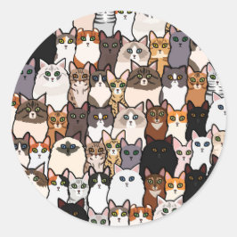おもしろいと子猫のコラージュ ラウンドシール