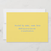 おもしろいと幸せな青と黄色の赤ちゃんシャワー 招待状 (裏面)