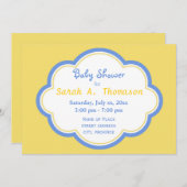 おもしろいと幸せな青と黄色の赤ちゃんシャワー 招待状 (正面/裏面)