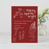 おもしろいと手モダン引き赤と白のクリスマスパーティー 招待状 (スタンド正面)